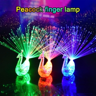 1pcs Peacock Finger Light Colorful LED Light-Up Rings Children Intellectual Toys