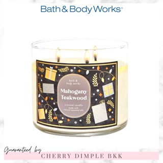 🍒ของแท้·ส่งไว·ถูก🍒BATH AND BODY WORKS เทียนหอม "Mahogany Teakwood" 3-wicks CANDLE ขนาดใหญ่ 3 หัวจุด