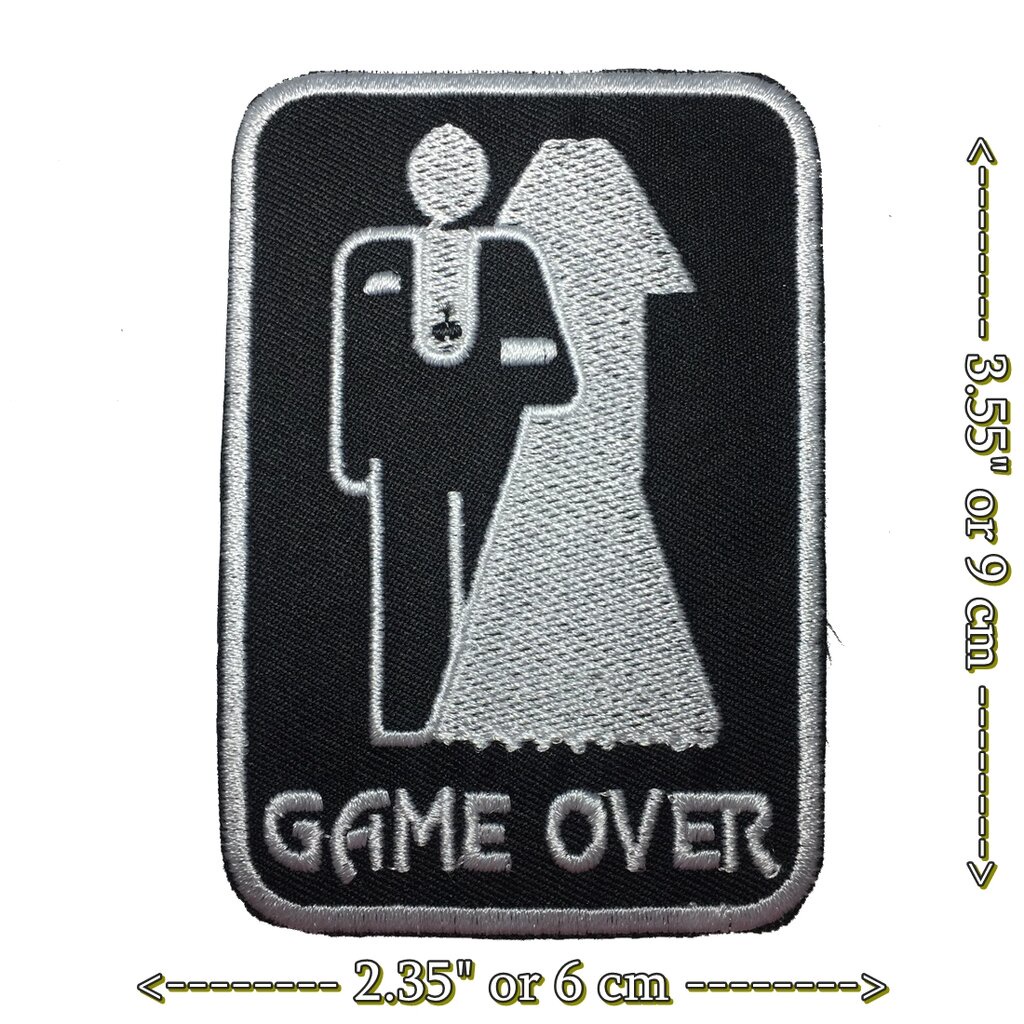 game-over-แต่งงาน-ตัวรีดติดเสื้อ-อาร์มรีด-อาร์มปัก-ตกแต่งเสื้อผ้า-หมวก-กระเป๋า-แจ๊คเก็ตยีนส์-quote-embroidered-iron-o