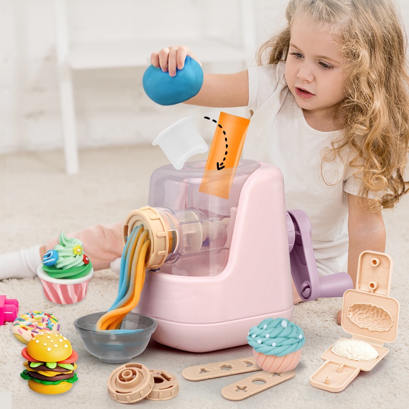 เครื่องก๋วยเตี๋ยวสี-diyชุดเครื่องมือพลาสติกผู้ผลิตก๋วยเตี๋ยวห้องครัวจำลองแกล้งเล่นของเล่นเล่นของขวัญเด็กผู้หญิง-cod