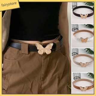 Fairystore| เข็มขัดผู้หญิง หัวเข็มขัดผีเสื้อ ทรงกลม ปรับได้ ใส่ได้ทุกวัน