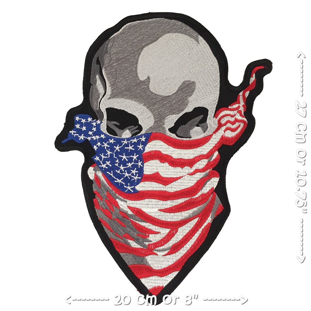 กะโหลก-ธงอเมริกา-ไบค์เกอร์-ตัวรีดติดเสื้อ-อาร์มรีด-อาร์มปัก-ตกแต่งเสื้อผ้า-หมวก-กระเป๋า-แจ๊คเก็ตยีนส์-embroidered-iro
