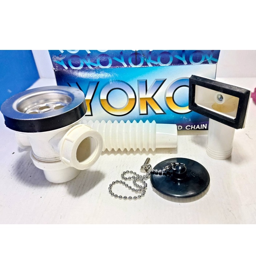 yoko-สะดืออ่างซิงค์-pvc-แบบมีกันน้ำล้น-อ่างล้างจาน-สะดืออ่างซิงค์ล้างจานพลาสติก-รุ่นหลุมเล็ก-สีขาว-k1050