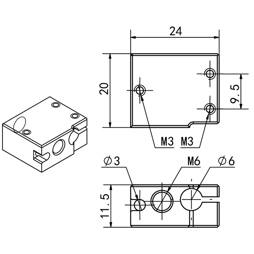 diymore-อุปกรณ์เสริมเครื่องพิมพ์-3d-บล็อกอลูมิเนียมทําความร้อน-e3d-pt100-บล็อกความร้อนทองเหลือง