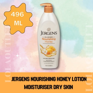 Jergens Nourishing Honey Lotion Moisturiser Dry Skin 496ml. เจอร์เกนส์ นูริชชิ่ง ฮันนี่ โลชั่นบำรุงผิวแห้ง ทาผิว