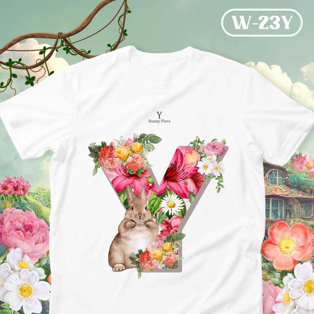 s-5xl-ผ้าฝ้าย-100-เสื้อยืดตัวอักษร-bunny-flora-ตัวอักษร-y-z