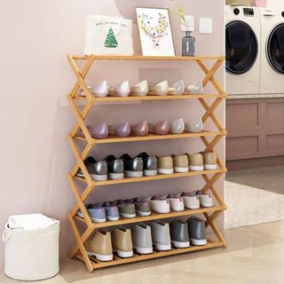 shoes shelf ชั้นวางรองเท้า วัสดุไม้ไผ่ชั้นดี ดีไซต์สวย วางรองเท้าได้หลายคู้ แข็งแรง