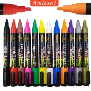 [Amleso1] ชุดปากกามาร์กเกอร์ไวท์บอร์ด นีออน เรืองแสง 3-6 มม. 12 ชิ้น