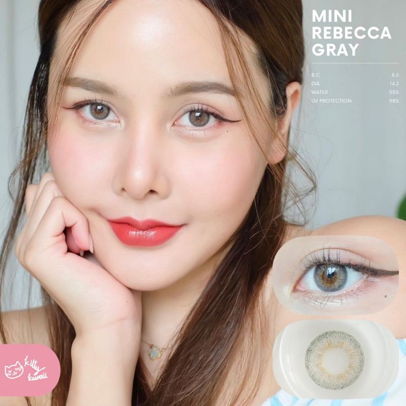 mini-rebecca-brown-gray-ขนาด14-2-มีค่าสายตาและสายตาปกติ-คอนแทคเลนส์-kitty-kawaii