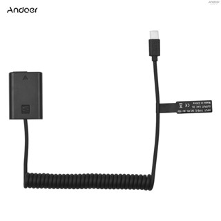 Andoer NP-FW50 อะแดปเตอร์คัปเปลอร์แบตเตอรี่ดัมมี่ USB-C พร้อมสายพาวเวอร์ USB Type-C แบบเปลี่ยน สําหรับ Sony Alpha A5000 A5100 A6000 A6300 A6400 A6500 A7II A7RII A7SII A7 A7S A