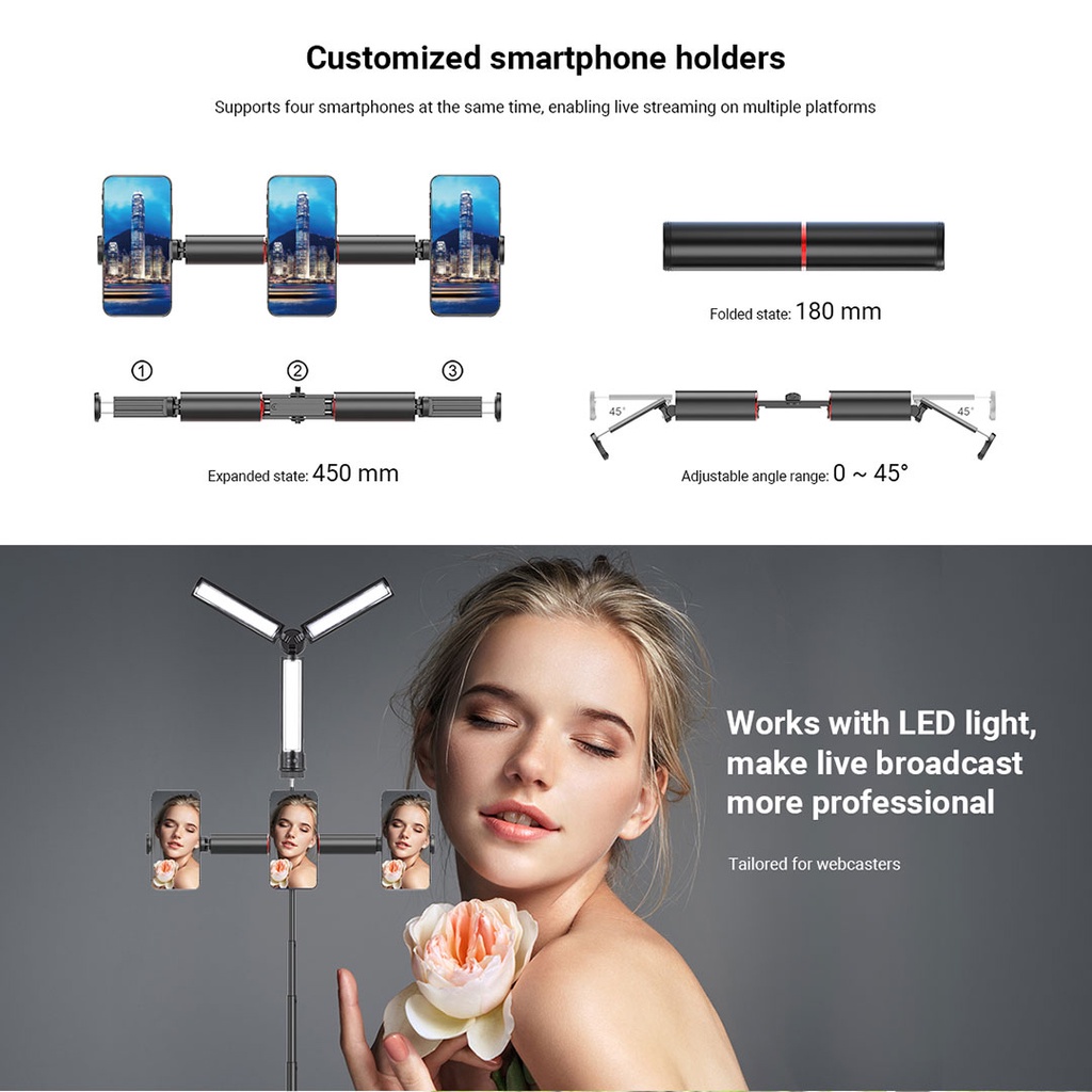 SMALLRIG ST20 Draagbare Selfiestick-statief – Met Bluetooth-afstandsbediening En Uitschuifbare Hoogte Tot 130 Cm 4 miniatura