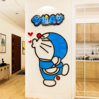 สติกเกอร์อะคริลิค ลายการ์ตูนแมว Doraemon สามมิติ สําหรับติดตกแต่งผนังบ้าน ห้องนั่งเล่น