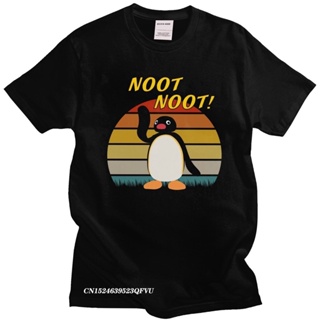 Retro Noot Noot Pingu Meme Tshirt Men Anime เสื้อยืดลายฝ้าย Streetwear ขนาดใหญ่การ์ตูน Penguin Tee เสื้อเสื้อผ้า