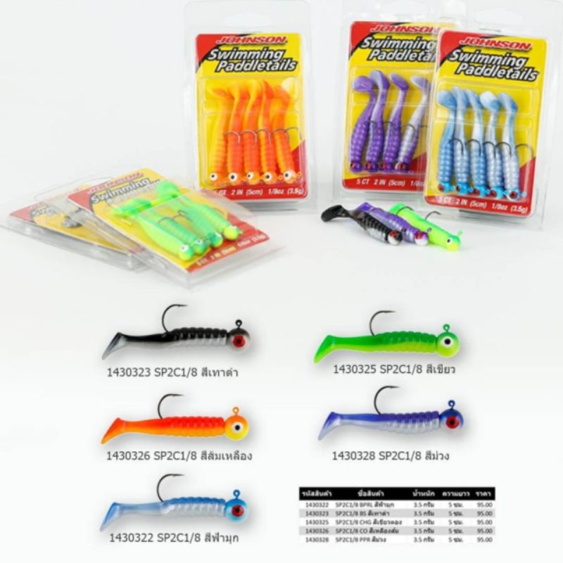 เหยื่อยาง Johnson Swimming Paddle tails เหยื่อยางยอดนิยมในสหรัฐอเมริกา ...