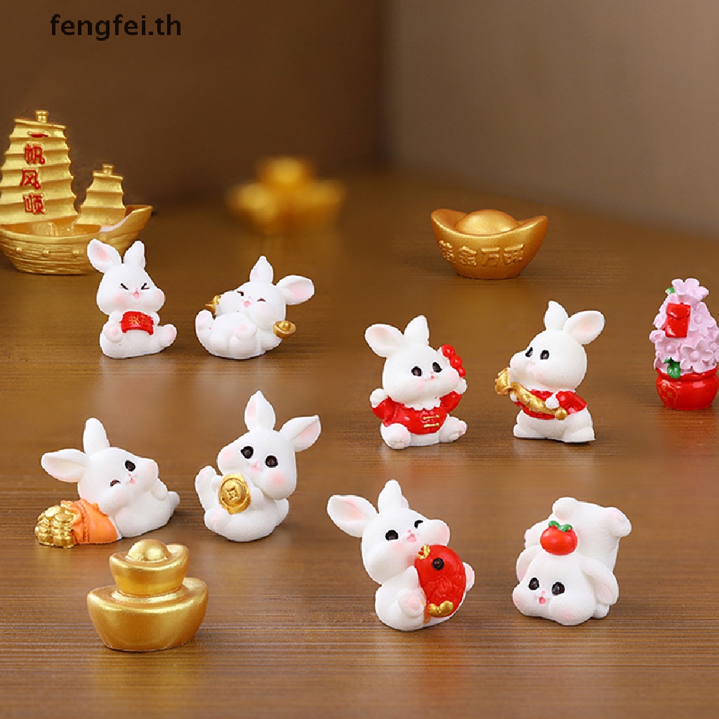 fengfei-ตุ๊กตากระต่ายปีใหม่จีนน่ารัก-ขนาดเล็ก-สําหรับตกแต่งบ้านตุ๊กตา