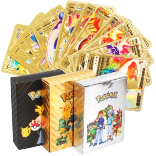 🃏พร้อมส่ง🃏Pokemon Gold Foil Cards 55 ชิ้น/กล่อง ภาษาอังกฤษ Trading Card Collection การ์ดโปเกม่อน