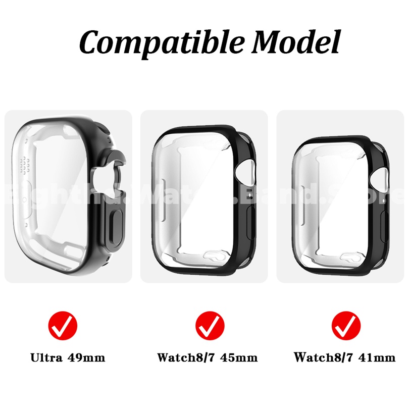 ภาพสินค้าเคสกระจกนิรภัย สําหรับ Apple Watch Series Ultra 8 7 6 SE 5 4 3 2 1 iWatch ขนาด 49 มม. 41 มม. 45 มม. 44 มม. 42 มม. 40 มม. 38 มม. จากร้าน eighthd.th บน Shopee ภาพที่ 1