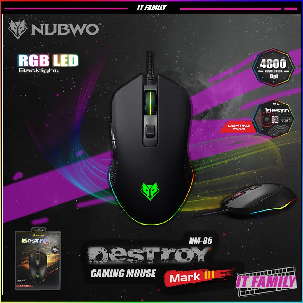 ภาพหน้าปกสินค้าเมาส์เกมมิ่ง NUBWO NM-85 MarkIII Mouse Gaming Macro RGB LED  ประกันศูนย์ 1 ปี