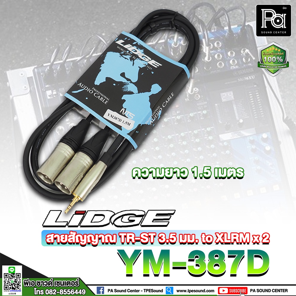 LIDGE YM-387D สายสัญญาณ Minijack มินิ 3.5 มม. to XLR ผู้ x2 สายสัญญาณ ...