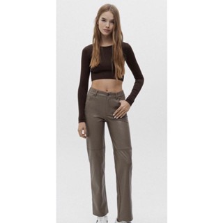 ⏸PULL&BEAR FAUX LEATHER TROUSERS กางเกงขายาวแบรนด์