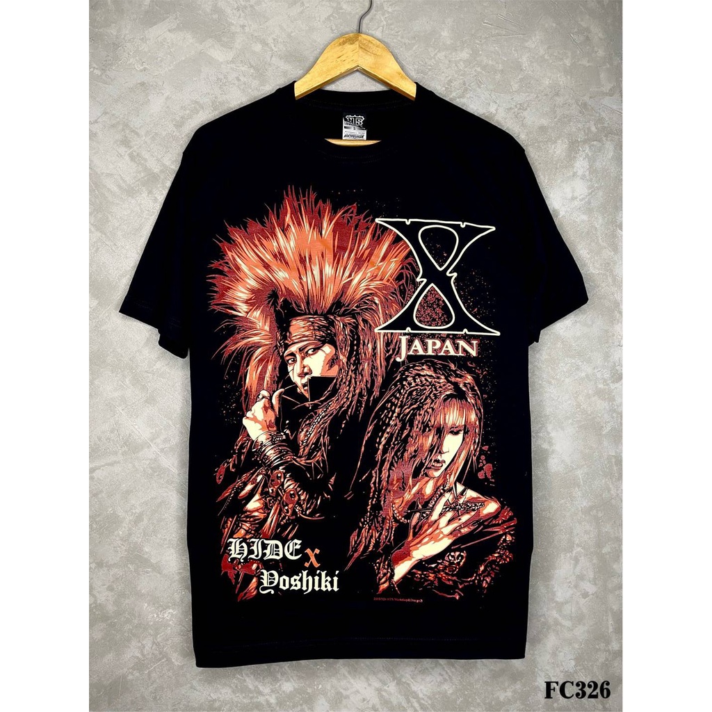 xjapanเสื้อยืดสีดำสกรีนลายfc326