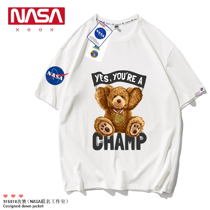 2023-เสื้อยืดแขนสั้น-แขนห้าส่วน-ทรงหลวม-พิมพ์ลาย-nasa-หมีน้อย-แบรนด์ใหม่-แฟชั่นสําหรับผู้ชาย-และคู่รัก-33