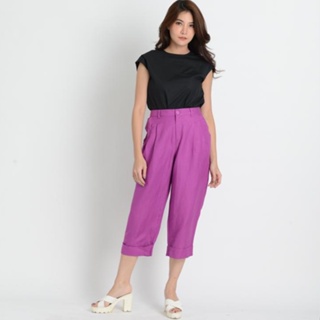 C&amp;D กางเกงขาวยาว กาง﻿เ﻿กงผู้หญิง LINEN PANTS สีม่วง (CZTADV)