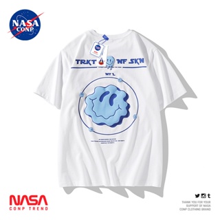 2023 เสื้อยืดแขนห้าส่วน พิมพ์ลายการ์ตูนหน้ายิ้ม NASA แฟชั่นฤดูร้อน สไตล์ฮ่องกง สําหรับผู้ชาย_59