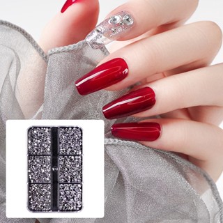 【AG】6 Grids/Box 1688Pcs Fingernail Ornament Decorative Glass Nail Accessories Super Flash Rhinestone