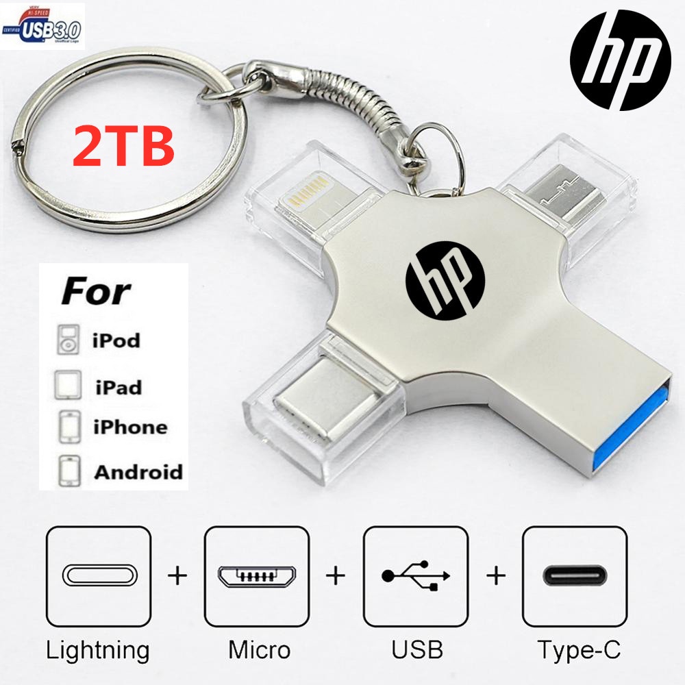 ภาพหน้าปกสินค้า(พร้อมส่ง) แฟลชไดรฟ์ HP 2TB 4-in-1 USB 3.0 Type-C สําหรับ i O Sแท็บเล็ต Android สมาร์ทโฟน PC