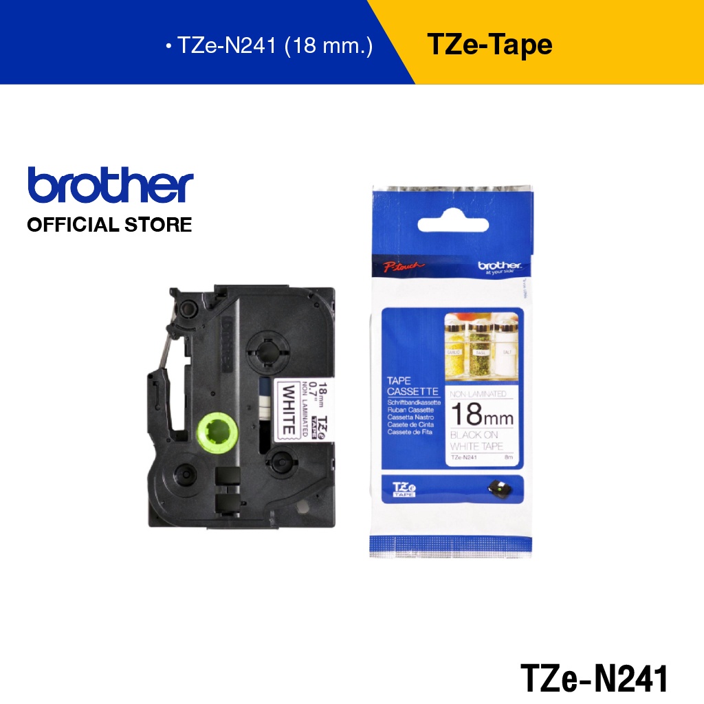 รูปภาพของBROTHER Label Tape TZE 18 mm เทปพิมพ์อักษร ขนาด 18 มม. แบบเคลือบพลาสติกลองเช็คราคา