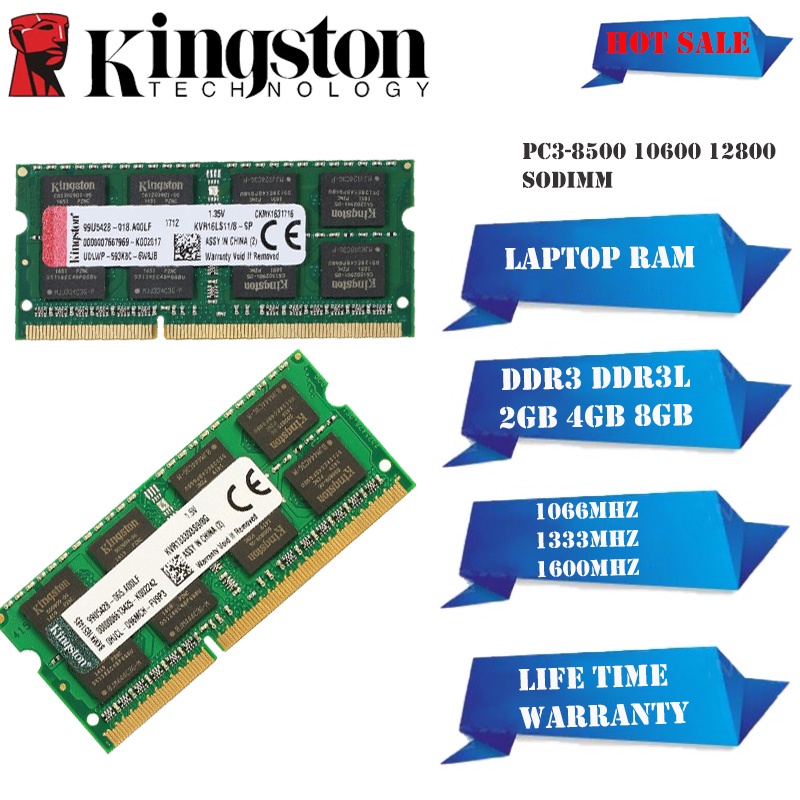 ใหม่-ของแท้-แรมหน่วยความจําแล็ปท็อป-kingston-ddr3-ddr3l-2gb-4gb-8gb-1066-1333-1600mhz-1-35v-1-5v-pc3-sodimm