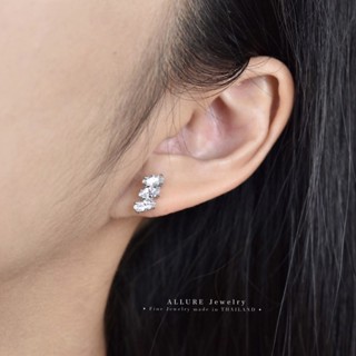 ต่างหูเงินแท้ 925 ชุบเคลือบทองคำขาว  ประดับเพชร CZ Swiss diamond [ VIDA -Allure Jewelry ]