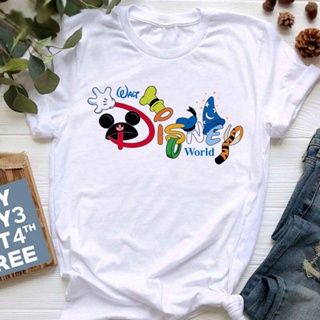 Funny Disney Cartoon Letters Print Women Tops Fashion Short Sleeve Printed T-shirt Summer Female Tops Tees