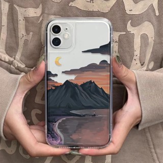 เคสโทรศัพท์มือถือ แบบใส ลายภาพวาดทิวทัศน์ สําหรับ iphone 14 pro Max 11 13 12 7Plus X XS Max