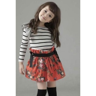 Dress-132 กระโปรงเด็กเกาหลี สีเทากระโปรงแดง Size-110 (4-5Y)
