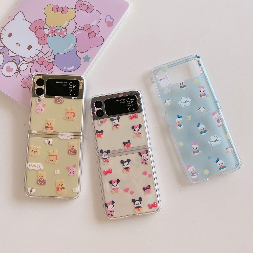 เคสโทรศัพท์มือถือ-pc-แข็ง-แบบใส-กันกระแทก-ลายการ์ตูนโดนัลด์ดั๊ก-มิกกี้-พูห์-สําหรับ-samsung-galaxy-z-flip-3-5g-z-flip-4