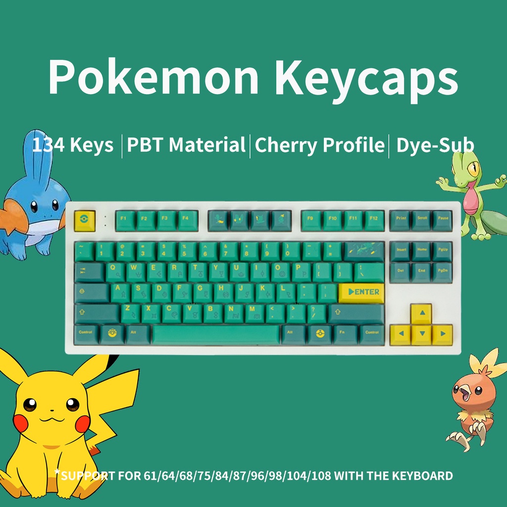 Pokémon Keycaps Cherry Profile PBT Dye-Sub Royal Kludge Tecware ...