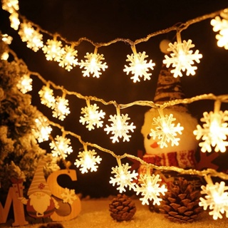 สายไฟ LED รูปเกล็ดหิมะ ดาวห้าแฉก 1.5 2.5 3 6 ม. USB แบตเตอรี่ สําหรับตกแต่งงานแต่งงาน คริสต์มาส ในร่ม กลางแจ้ง