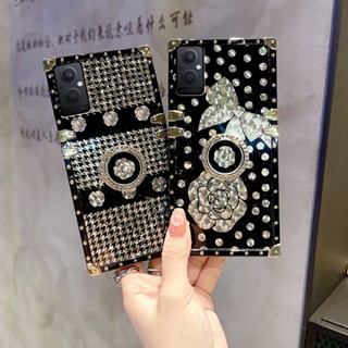 เคสโทรศัพท์มือถือ ทรงสี่เหลี่ยม ลายดอกไม้ พร้อมแหวนขาตั้ง แฟชั่น สําหรับ OPPO Reno 8z 7z 8 7 6 Pro 6z 5z 5G 5 4G 5F 4F A94 A93