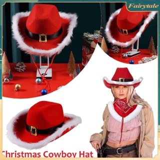 Red Santa Claus หมวกคาวบอยคริสต์มาส Led Light Luminous Jazz Hat Xmas New Year Party Decor 【Fairytale】