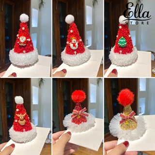 Ellastore123 กิ๊บติดผม ประดับไข่มุกเทียม ปอมปอม ยืดหยุ่น ขนาดเล็ก แฮนด์เมด สําหรับผู้หญิง ปาร์ตี้คริสต์มาส