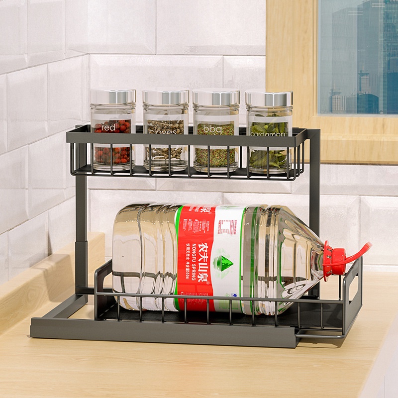 2-tier-multifunction-under-sink-shelf-with-sliding-drawer-kitchen-storage-basket-organizer-counter-spice-seasoning-rack