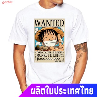 gothic เสื้อยืดลำลอง เสื้อยืดพิมพ์ลายการ์ตูน One Piece Luffy Wanted Order สำหรับผู้ชาย Casual T-Shirt_23