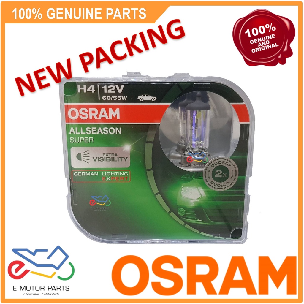 Osram หลอดไฟฮาโลเจน H4 64193 ALS 12V P43T 60 55W 3 ฟุต TZM [2 ชิ้น ...