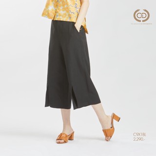 C&amp;D กางเกงขาวยาว กาง﻿เ﻿กงผู้หญิง Linen Pants ทรง Front Slit Pants ขาสี่ส่วน เนื้อผ้าลินินพรีเมี่ยม สีดำ (C9X1BL)