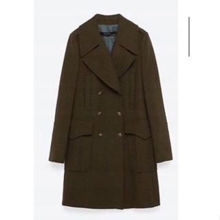 ZARA x  coat ยาว สีเขียวเข้ม Tag ครบ ❌ตำหนิรอยขอดด้านใน ไม่มีผลต่อการใช้งาน อก 38  ยาว 34  size M • Code : 713