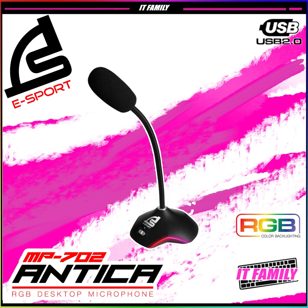 ภาพหน้าปกสินค้าไมค์โครโฟน SIGNO E-Sport MP-702 ANTICA RGB Desktop Microphone ไมค์โครโฟนตั้งโต๊ะ USB 2.0