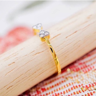 ภาพขนาดย่อของภาพหน้าปกสินค้า[ 📌พร้อมส่ง ] แหวนเพชรแท้ 💎 เพชรเบลเยี่ยมคัต น้ำ100  ทองคำแท้9K (ทอง37.5%) [9KPRB161] จากร้าน pcpy_jewelry บน Shopee