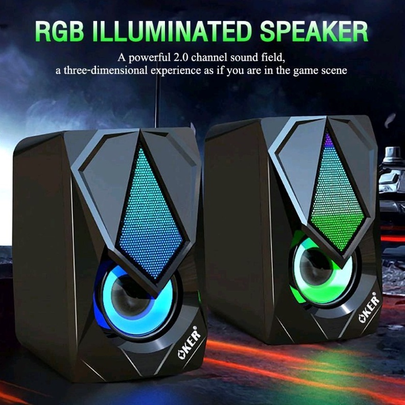 ส่งเร็ว-oker-ลำโพงคอมพิวเตอร์-ลำโพงเกม-ลำโพงสเตอริโอ-rgb-lluminated-speaker-ลำโพง-sp-569